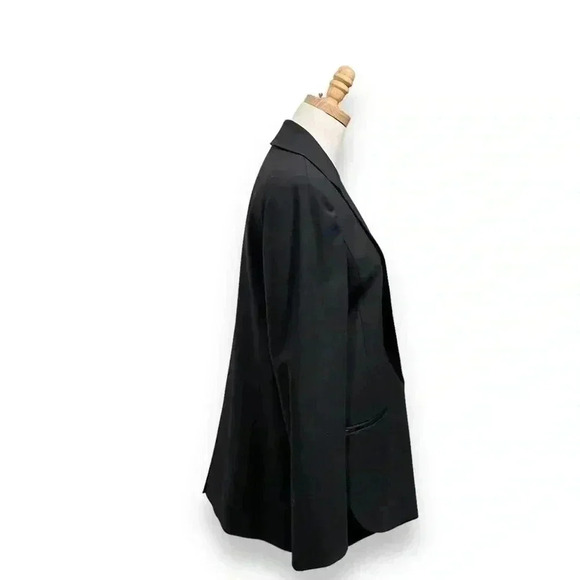 NWT Alexander Wang Virgin Wool Black Open Front Blazer Jacket Leather Trim 8 - Picture 6 of 12